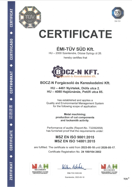 ISO-TÜV-Certificate
